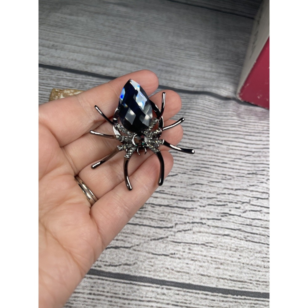 Rose Gold Tone Crystal Spider Rhinestone Scarf Clip